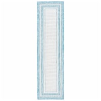 SAFAVIEH Outdoor CY8475-53612 Courtyard Ivory / Aqua Rug 2' 3 x 8'