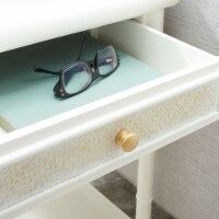 SAFAVIEH Ahab 2-Drawer 1 Shelf Accent Table White/ Gold