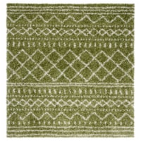 SAFAVIEH Arizona Shag Collection ASG741X Green/Ivory Rug 6' 7  square