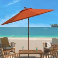 SAFAVIEH Outdoor Collection Cannes 9-Foot Wooden Outdoor Umbrella Orange