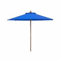 SAFAVIEH Outdoor Collection Cannes 9-Foot Wooden Outdoor Umbrella Pacific Blue