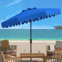 SAFAVIEH Outdoor Collection Venice Single Scallop 9-Foot Umbrella Pacific Blue