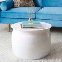 SAFAVIEH Aztec Hammered Metal Table Stool White
