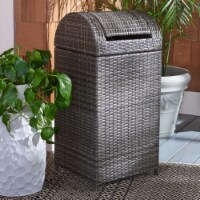 SAFAVIEH Outdoor Collection Serapis Trash Bin Grey Brown