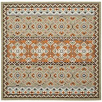 SAFAVIEH Outdoor VER093-0742 Veranda Green / Terracotta Rug 3' square