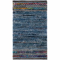 SAFAVIEH Cape Cod CAP366A Handwoven Natural / Blue Rug 6' square