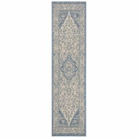 SAFAVIEH Indoor Outdoor BHS137N Beach House Cream / Blue Rug 2' 2 x 6'