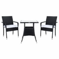 SAFAVIEH Outdoor Collection Laban Bistro Set Black/White Cushion