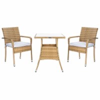 SAFAVIEH Outdoor Collection Laban Bistro Set Natural/White Cushion