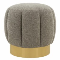 Safavieh SFV4707N Maxine Channel Tufted Otttoman, Light Grey & Gold