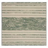 SAFAVIEH Outdoor CY8061-32221 Courtyard Dark Green / Beige Rug 6' 7 square