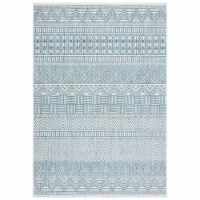 SAFAVIEH Outdoor CY8196-53512 Courtyard Ivory / Turquoise Rug 4' x 5' 7