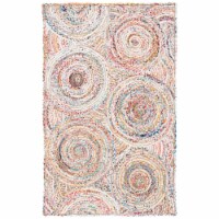 SAFAVIEH Cape Cod CAP203B Handwoven Beige / Multi Rug 4' x 6' oval