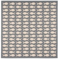 SAFAVIEH Indoor Outdoor CY6013-236 Courtyard Grey / Beige Rug 5' 3 square