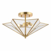 Safavieh FLU4071A Haruna Flush Mount, Antique Brass & Clear Glass