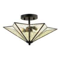 Safavieh FLU4071B Haruna Flush Mount, Black & Clear Mercury Glass