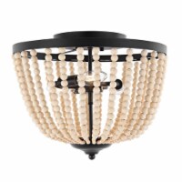 Safavieh FLU4072A Hamlin Flush Mount, Painted Bronze & Wood