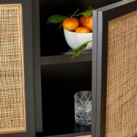 SAFAVIEH Zadie 2-Shelf Rattan Sideboard Black / Natural