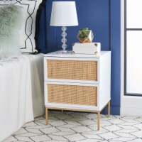 SAFAVIEH Zadie 2-Drawer Rattan Nightstand White / Natural