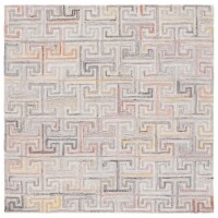 SAFAVIEH Metro Collection MET551F Handmade Grey/Rust Rug 6' square