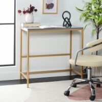 SAFAVIEH Viv Glossy Wooden Desk Light Grey / Gold