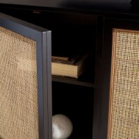 SAFAVIEH Zadie 2-Shelf Rattan Sideboard Black / Natural