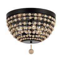 Safavieh FLU4099A 15 in. Bolson 3-Light Bronze Natural Metal & Wood Flush Mount
