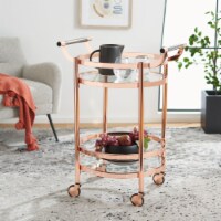 SAFAVIEH Sienna 2-Tier Round Bar Cart Rose Gold