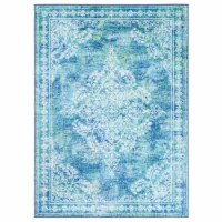 SAFAVIEH Bahia BAH162M Machine Washable Blue / Green Rug 6-7 X 9