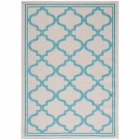 SAFAVIEH Outdoor BMU810K Bermuda Collection Beige / Aqua Rug 6' 7  square