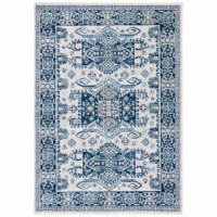 SAFAVIEH Tulum Collection TUL285B Ivory / Blue Rug 4' x 6'