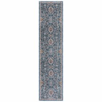 SAFAVIEH Sierra Collection SRA408M Blue / Ivory Rug 2' 3 x 9'