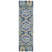 SAFAVIEH Blossom BLM422A Handmade Navy / Green Rug 2' 3 x 14'