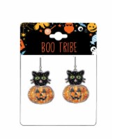 Pumpkin Cat Halloween Earrings Perspective: Main