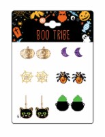 Cat Moon Halloween Earrings - 6 Pairs