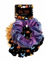 Orange Black and Purple Tinsel Halloween Scrunchies - 3 Pack Perspective: Main