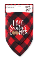 Match Your Pet Buffalo Plaid/ Santa Cookies Owner and Pet Bandana Set Perspective: Main