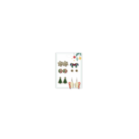 Earings set of 6 Glitter / Red / Green Perspective: Main