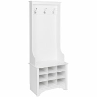 Pemberly Row Contemporary 9 Cubby 27  Hall Tree in White