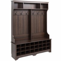 Pemberly Row 60  Hall Tree with 24 Cubbies in Espresso