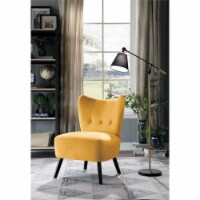 Pemberly Row Velvet Upholstered Accent Chair in Yellow