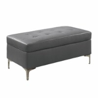 Pemberly Row Faux Leather Ottoman in Gray