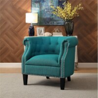Pemberly Row Fabric Upholstered Accent Chair in Turquoise
