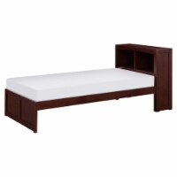 Pemberly Row Transitional Wood Twin Bookcase Bed in Dark Cherry
