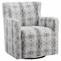 Pemberly Row 30  Contemporary Chenille Geometric Swivel Chair in Off White