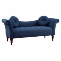 Pemberly Row 20.5 Traditional Fabric Settee with 2 Pillows in Blue