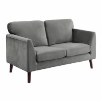 Pemberly Row Contemporary Velvet Loveseat in Gray