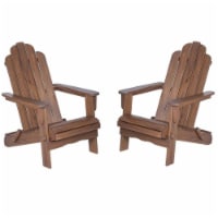 Home Square 2 Piece Patio Set with 2 Acacia Adirondack Chair in Dark Brown