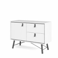 Pemberly Row 1 Door 2 Drawer Sideboard in White Matte & Black