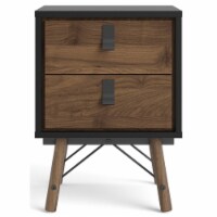 Pemberly Row 2 Drawer Nightstand in Black Matte and Walnut